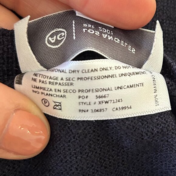 NWT AG Adriano Goldschmied Navy Marino Wool Crewneck Sweater, Size M - Picture 8 of 8